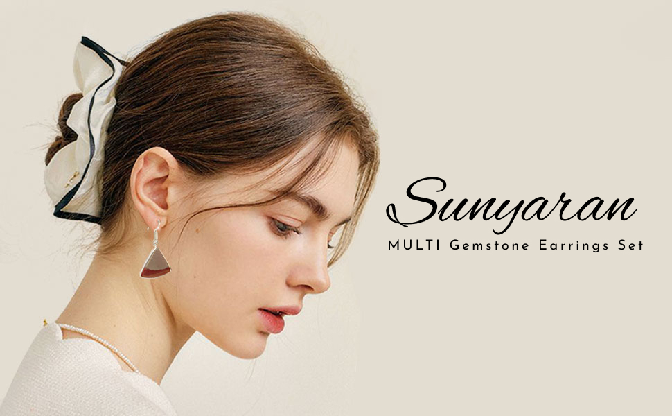 gemstone earrings set for women