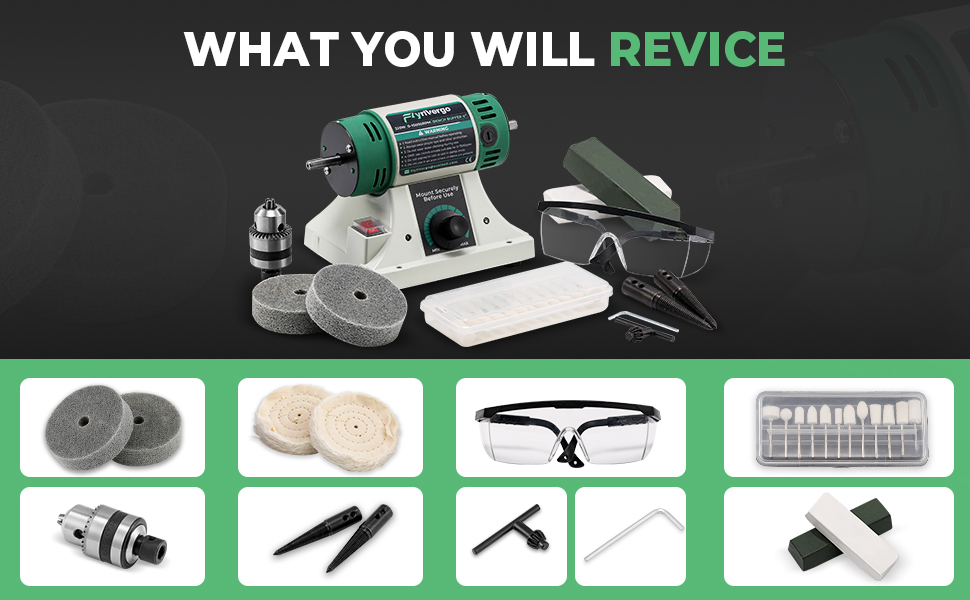 Flyrivergo Bench Buffer, Jewelry Polisher, Adjustable Variable Speed