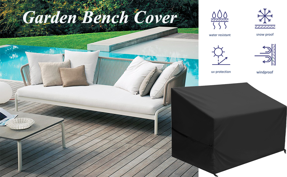 SIRUITON 3 Seat Garden Bench Cover 420D Waterproof Oxford Fabric Rip