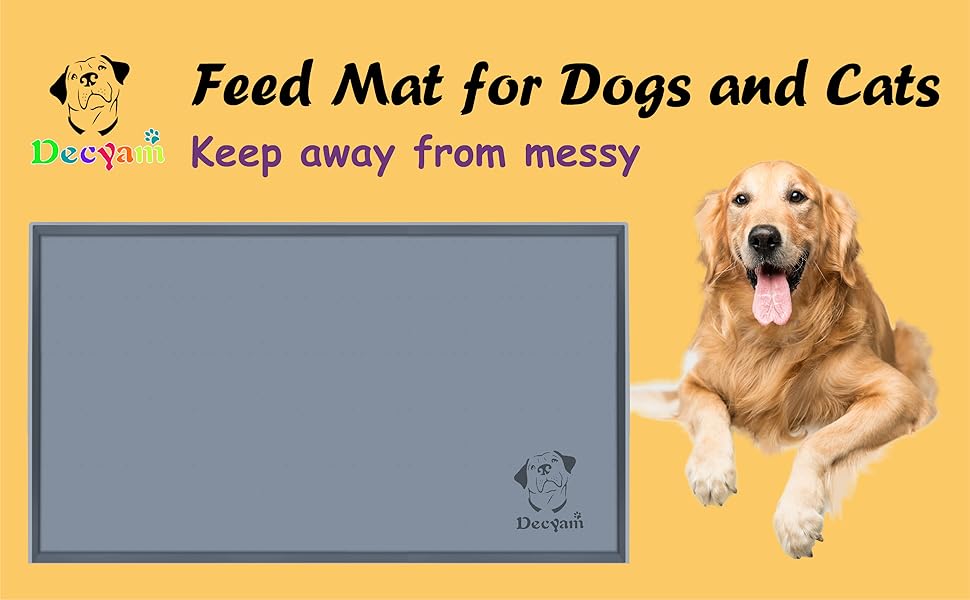 Decyam Dog Food Mat,Cat Food Mat, Dog Mat for Bowls with NonSlip