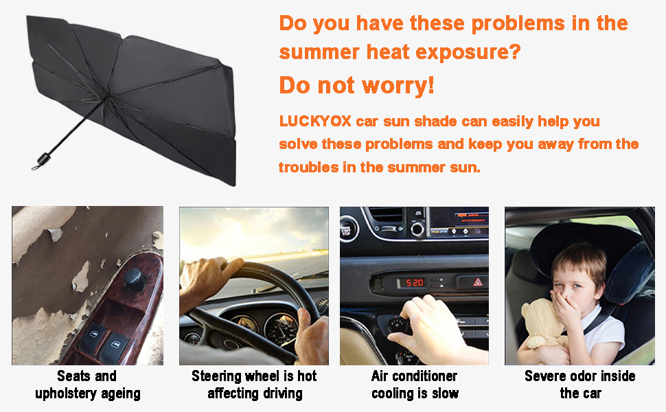 Car Windshield Sun Shade Umbrella LUCKYOX UV Protection