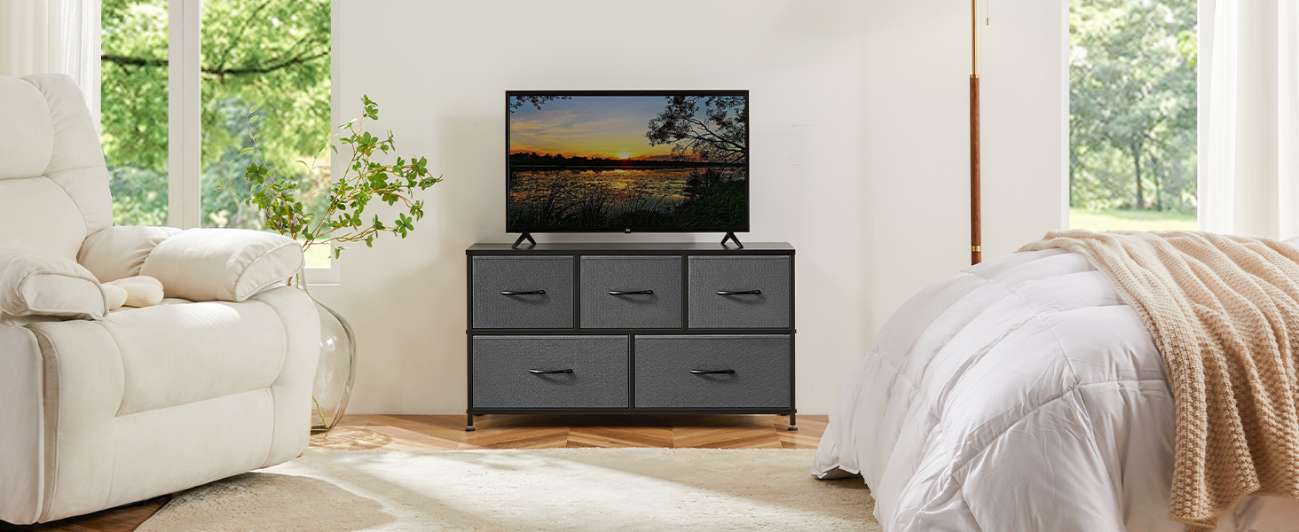 DUMOS Dresser for Bedroom, 5 Storage Drawers,