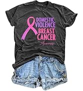 Breast Cancer Awareness Shirts Women Domestic Violence Awareness Shirt Survivor Purple Ribbon Sup...