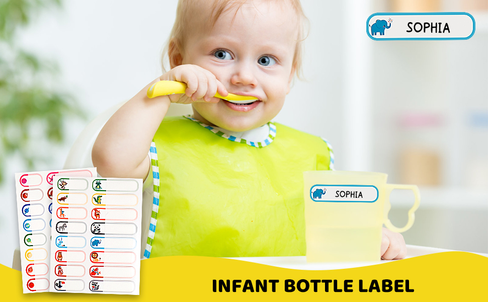 128pcs Baby Bottle Labels for Daycare, Tinabless School Name Labels for Kids