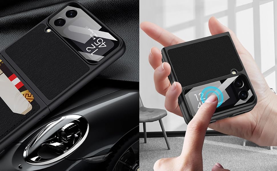 FYTON Samsung Flip 4 Case, Galaxy Z Flip 4 Case with Leather Wallet