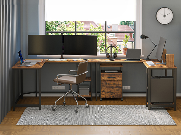 VASAGLE Computer Desk, L-Shaped Corner Desk, 138 x 138 x 76