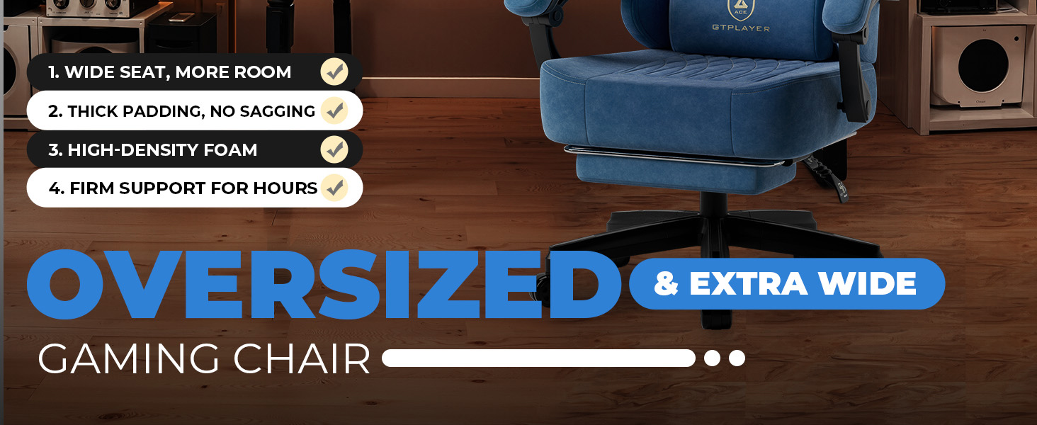 GTPLAYER Big and Tall Gaming Chair with Footrest ACE-PRO