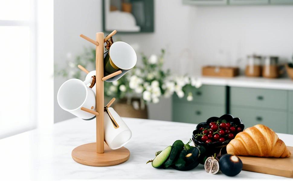 bamboo mug holder coffe cup mug racks