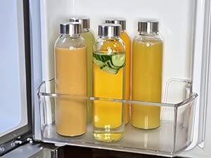 zukro Glass Juice Bottles with Lids for Juicing 18 oz, Reusable Clear Glass Water Bottles