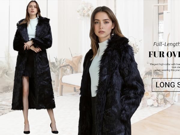 Old DIrd Women Warm Long Sleeve Parka Faux Fur Coat Lapel