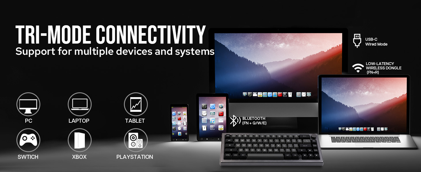 EK68 65% Wireless Gaming Keyboard, Hot Swappable