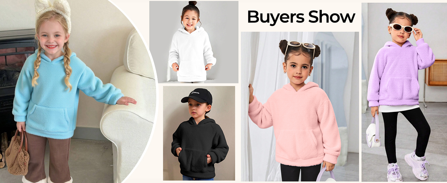 Kids Girl&amp;#39;s Fuzzy Hoodies Toddler Kids Baby Warm Loose Pullover Sherpa Hooded Sweatshirts Top