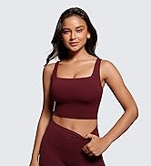 CRZ YOGA Butterluxe Womens Square Neck Longline Sports Bra - Workout Crop Tank Tops Padded Yoga C...