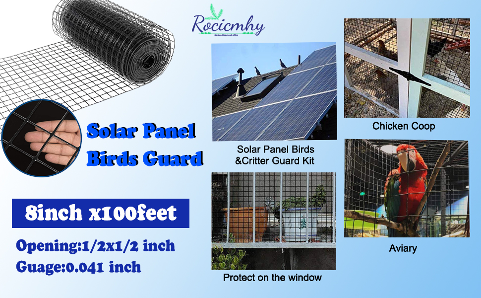 Rocicmhy Hardware Cloth 1/2inch 8x100 Squirrel Guard Wire Mesh,Solar