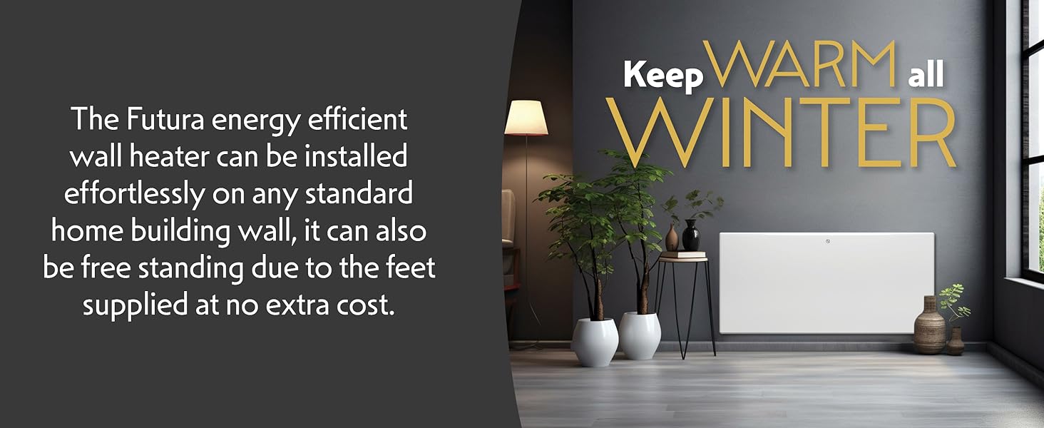 Futura 2000W White Electric Radiator Heaters for Home, Bathroom Safe Electric Heater Setback