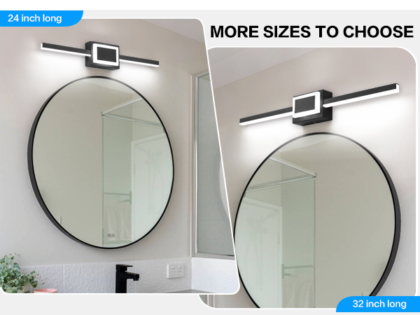 ZUZITO LED Vanity Light Bar - 24 Inch Black Bathroom Light