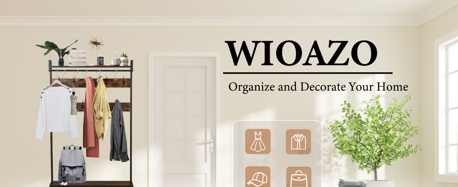 Coat Rack with Shoe Storage, Hall Tree with Bench, Entryway