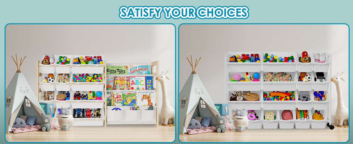 Kids Toy Storage Organizer, 4Tier Metal Toy Storage Rack