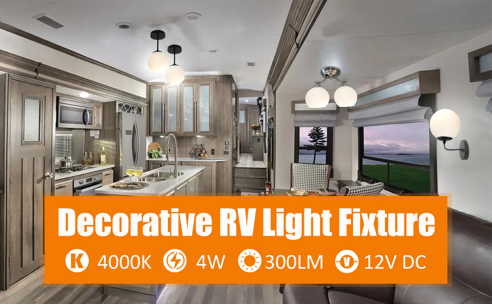 Facon 12V RV Light Wall Sconce with 1 X E26 Replaceable Bulb (Bulb Included