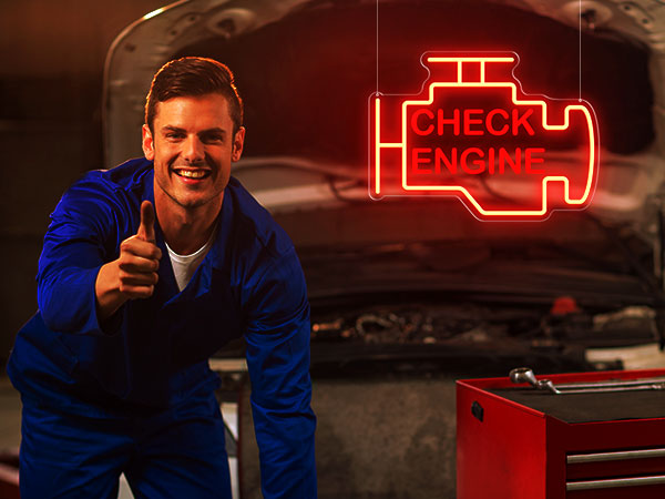 Check Engine Neon Sign, 15 * 11in Garage Led Neon Light