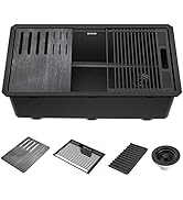 DELTA FAUCET Everest 33-inch Granite Composite Workstation Kitchen Sink Undermount Single Bowl wi...