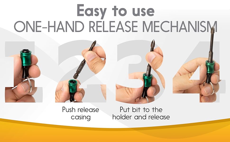 Impact Bit Holder Keychain 4x6 PCS, 1/4 Bit Holder Convenient Drill