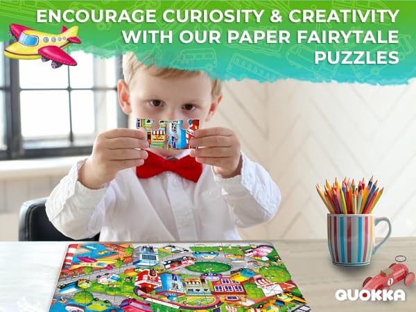 QUOKKA Learning Jigsaw Puzzles for Kids 4-6 Years Old 4X48 Puzzles Polar, Africa, City, Farm