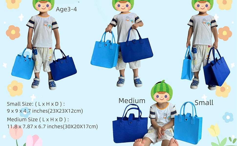 Small And Medium Size Felt Tote For Kids