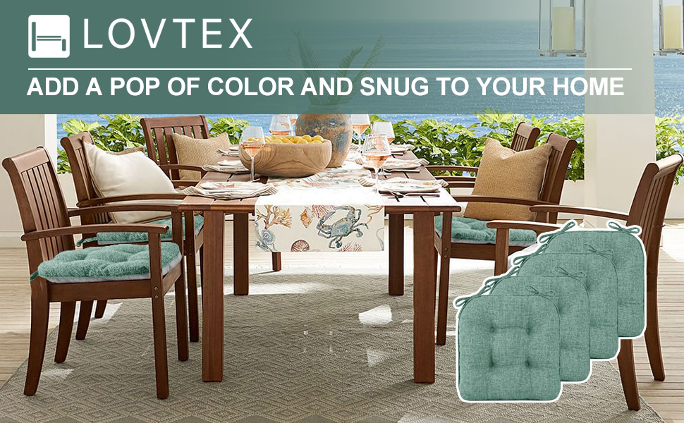 LOVTEX Tufted Chair Cushions for Dining Chairs 4 Pack Non