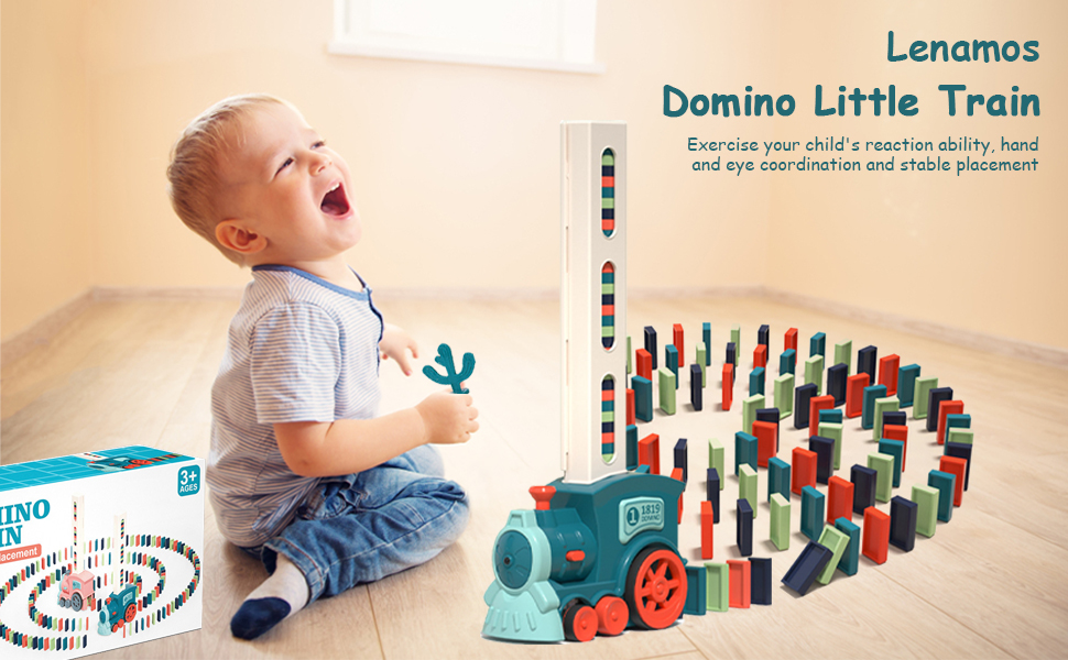 Lenamos Automatic Domino Train Toy Set 180 Pcs, Creative Electric