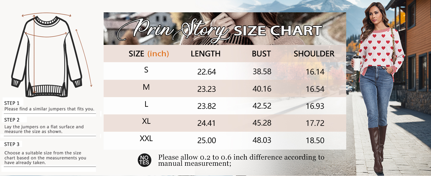 PrinStory Women'S Sweaters Casual Long Sleeve Pullover Sweater Jumper Pullover Sweatshirt Tops