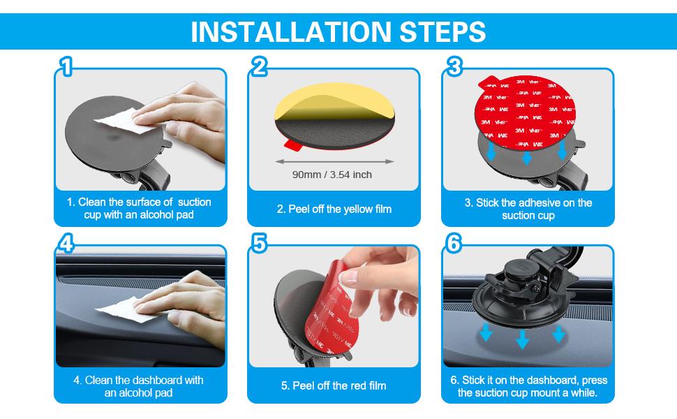 Sticky Adhesive for Dash Cam Suction Cup Mount, VOLPORT 90mm 3M Circle