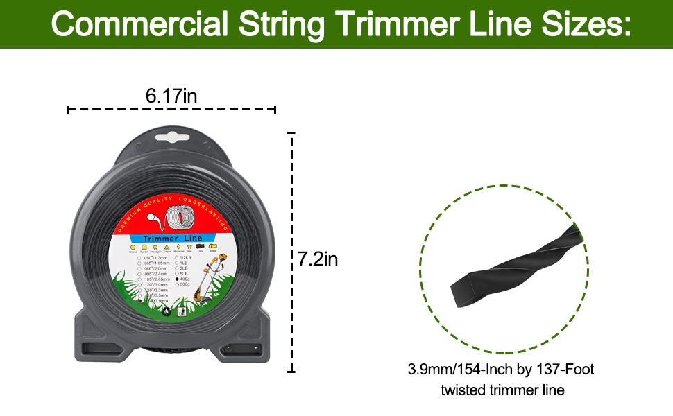 Amazon.com : BZTT String Trimmer Line Commercial 155 Heavy