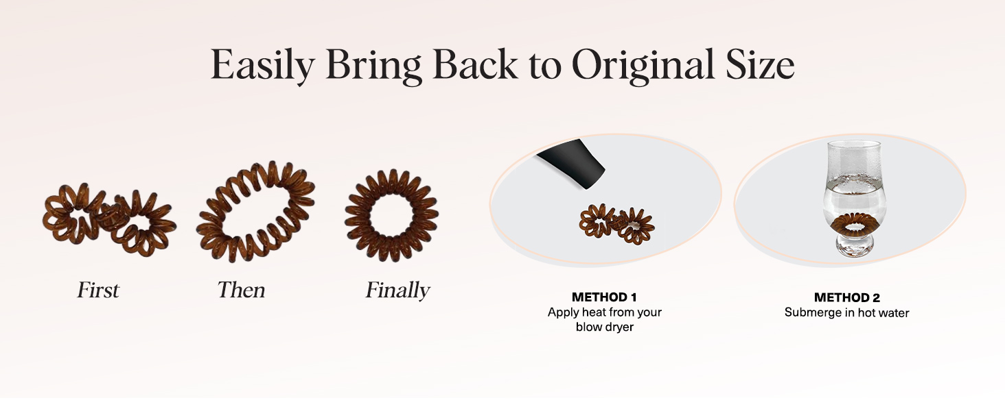 Kitsch Spiral Hair Ties for Women Waterproof Ponytail Holders for Teens