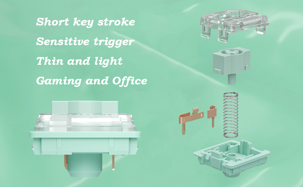 Gateron KS-33 Jade Series Low Profile V2 Tactile Keyboard Switches