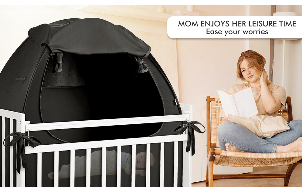 BORNA Blackout Tent for Pack N Play,Portable Travel Crib