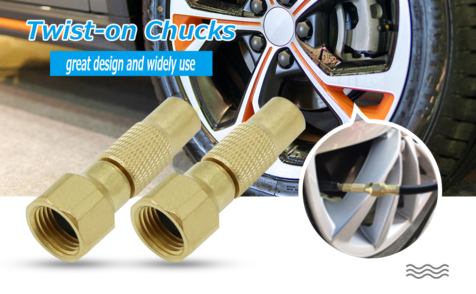 Air Chuck Twiston, 2Pack Heavy Duty Tire Air Chuck Screw