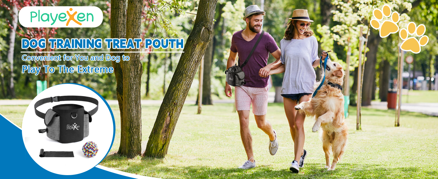 El texto dice «HugoGood». El anuncio muestra a personas corriendo con su perro en el parque, con un pequeño icono circular de producto en la esquina inferior que muestra un dispositivo negro.