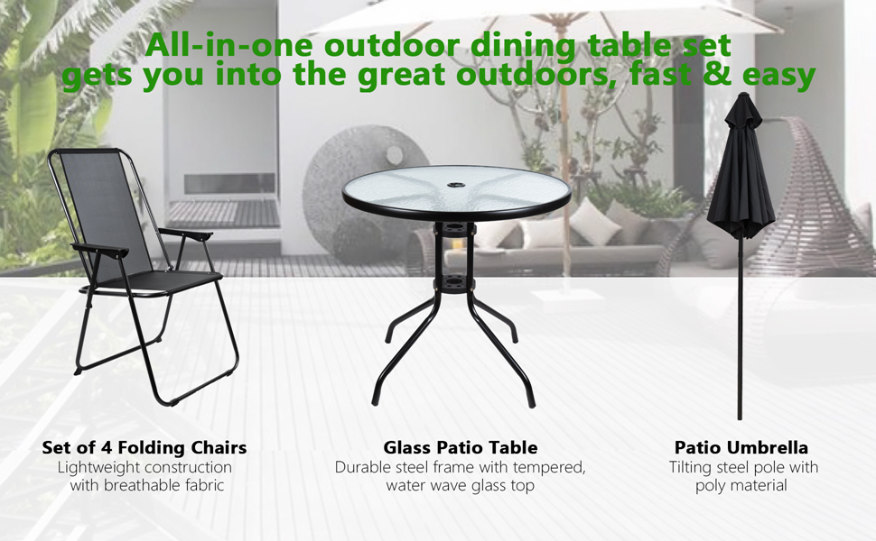 roleAjim 6 Piece Patio Furniture Set with Umbrella Outdoor