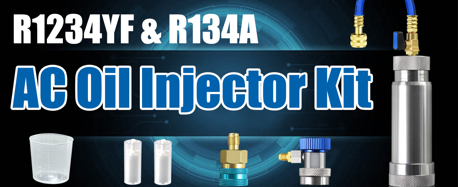 AutoWanderer Tool AC Oil Dye Injector Kit for R1234YF R134A System with 2 Quick