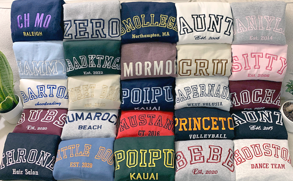 Custom Embroidered Sweatshirt and Hoodie