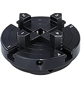 Black circular mounting plate or chuck with six adjustable jaw segments arranged in a radial pattern.