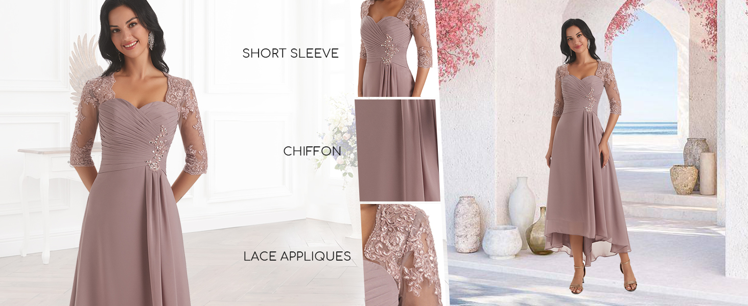 lace appliques mother of the bride dress