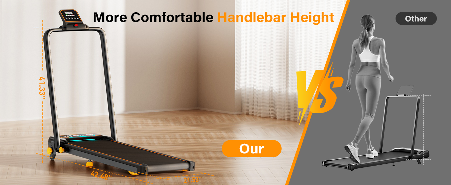 walking pad with incline handle bar treadmill for home