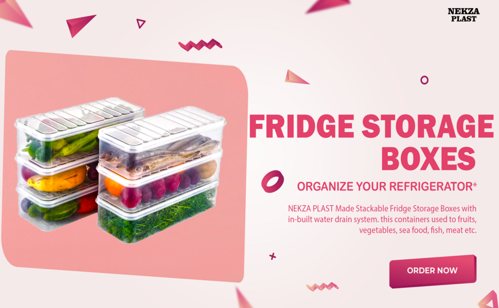 NEKZA PLAST Fridge Storage Boxes for Vegetables Plastic Organizer