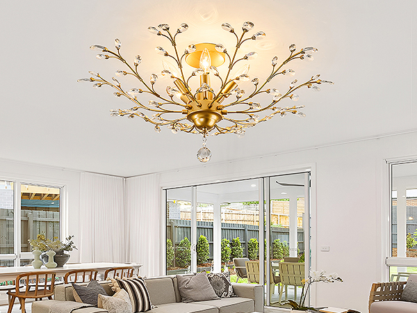 小物 SKYMAPPER | WHITE GOLD BRUSHED CVKASH 5-Light Vintage Small Crystal Chandelier Modern