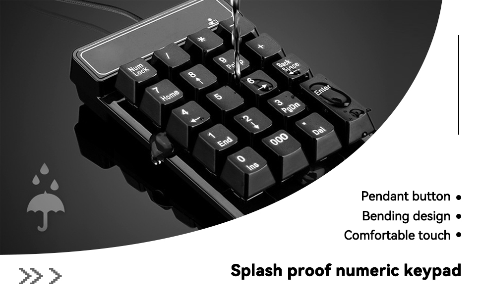 Agatige Mechanical Numeric Keypad, 19 Keys Number Pad Cable Length 1.5m