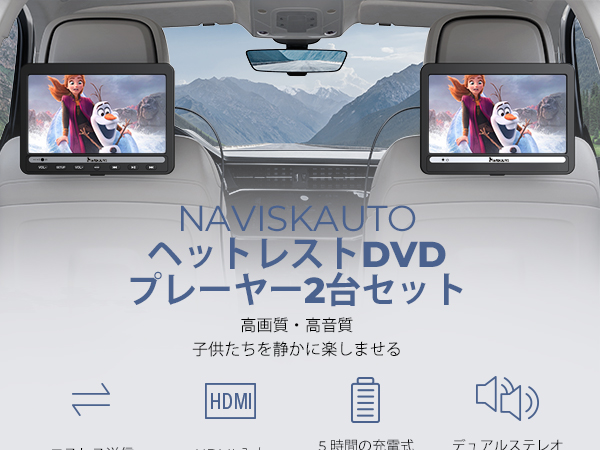 Amazon.co.jp: NAVISKAUTO ヘッドレストモニター 2台セット HDMI入力
