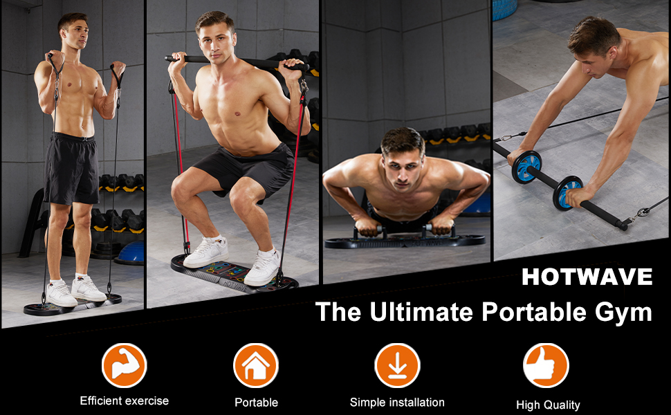HOTWAVE Portable Workout Equipment with 16 Gym Accessories