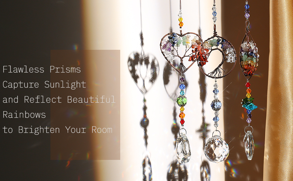 3pcs Crystal Suncatchers for Windows Hanging Tree of Life Sun Catchers Decor with